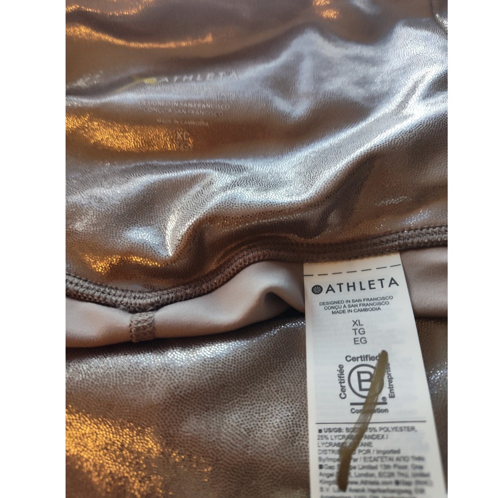 New Athleta Elation Shine Tight Leggings XL Gold Metallic Ultra High Rise NWT - Picture 9 of 10